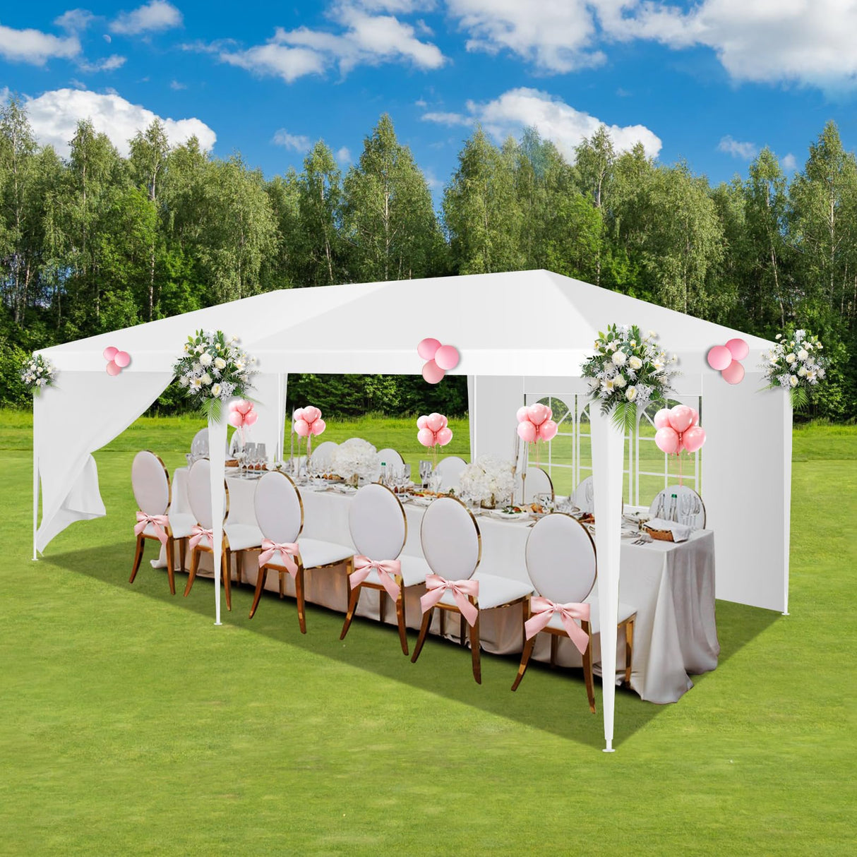 HOTEEL 10x20 Canopy Tent with Removable Sidewalls, White Tents for Parties Outdoor Party Tent Waterproof & UV Protection for Gazebo Shelter Carpas Wedding Events BBQ Hoteel