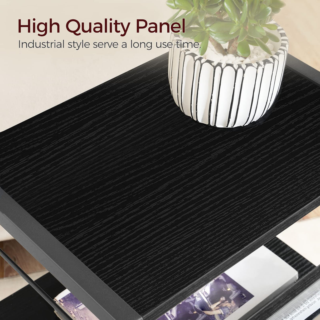 MAHANCRIS Industrial Printer Cart, 3-Tier Mobile Printer Stand, Rolling Cart with Power Outlets and USB Ports, Home Printer Stand with 2 Hooks, for Office, Living Room, Black PTHB40E01 MAHANCRIS