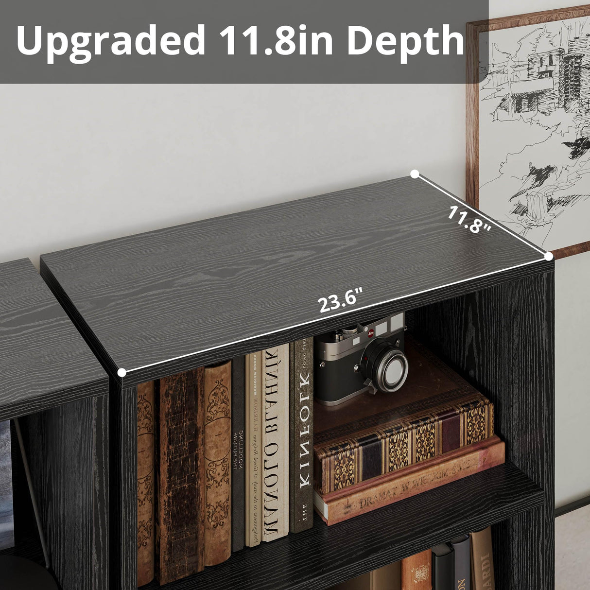 IRONCK Industrial Bookshelves and Bookcases with Doors 11.8 in Depth Set of 2 Floor Standing 5 Shelf Display Storage Shelves Bookcase Home Decor Furniture for Home, Office, Living Room, Bedroom IRONCK