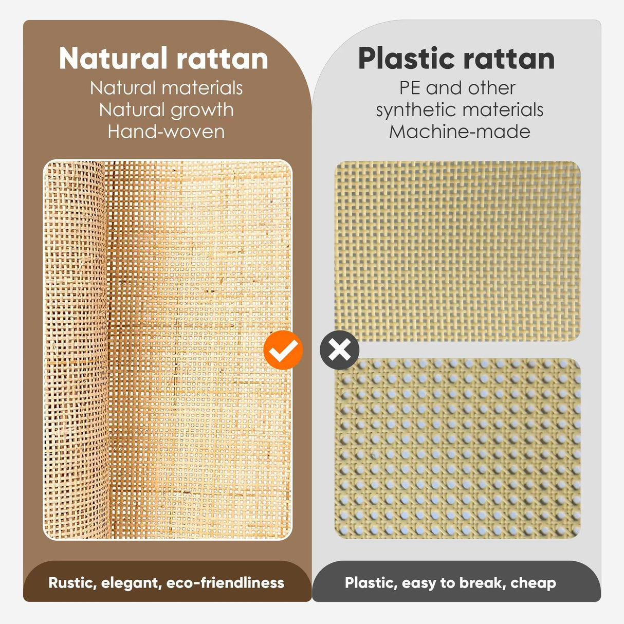 XIAO WEI Set of 2 Buffet Sideboard with Handmade Natural Rattan Doors, Rattan Cabinet Storage Cabinet Console Table Accent Cabinet, for Dining Room, Living Room, Kitchen, Natural XIAO WEI