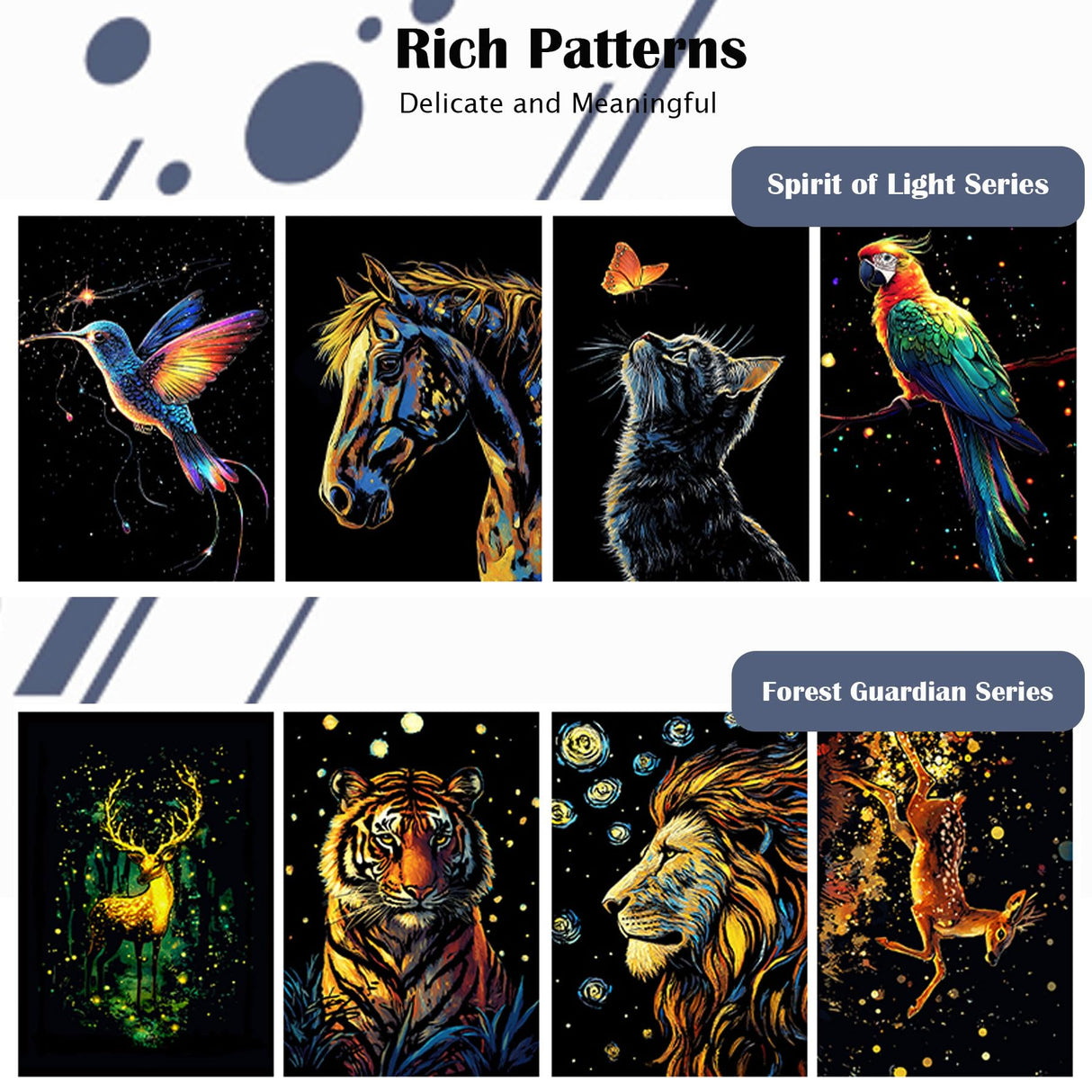 Scratchboard Art for Adult Luminous Scratch Painting Kits, A5 Scratch Art Rainbow Painting Paper 8 Sheet with 4 Tools, Scratchboard for Teens & Adults, Fun Creative Craft Toy/Gifts/Decor, Animals BulChign