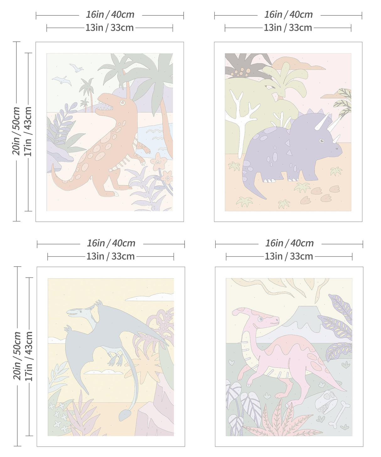 SUMGAR DIY Paint by Numbers Kit for Kids 4 Sets Cartoon Dinosaurs Paint by Numbers Christmas Gift for 8-12 Children Beginner 16x20 Inch Without Frame Acrylic Oil Painting Drawing Craft Work SUMGAR