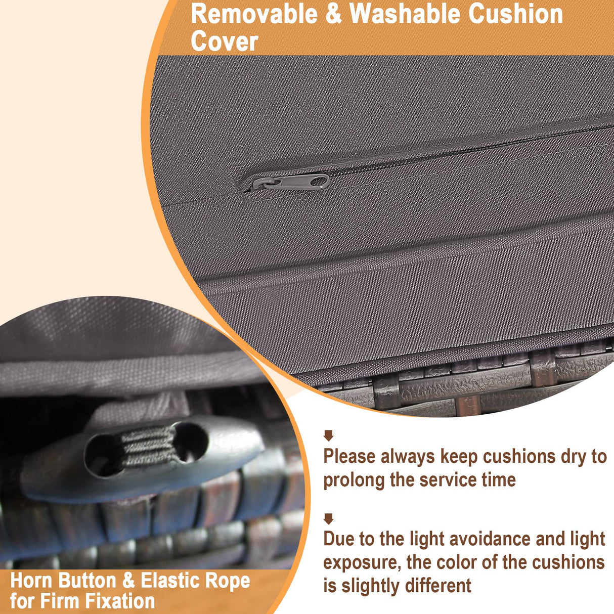 RELAX4LIFE Wicker Outdoor Storage Ottoman, 2-Piece Rattan Footstool w/Removable Cushion, Multipurpose Footrest Stool Side Table Additional Seating, Set of 2 Outdoor Ottomans for Patio Deck (Grey) RELAX4LIFE