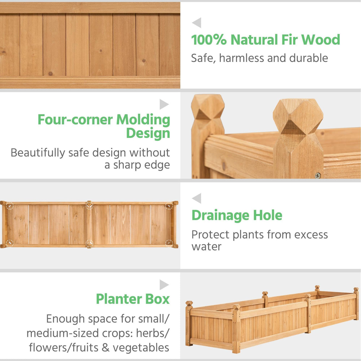 Yaheetech 90.5″ L×23.5″ W×16″ H Wooden Raised Garden Bed, Horticulture Wood Rectangular Garden Planter Outdoor, Raised Planter Box for Yard/Greenhouse/Vegetable/Flower/Herbs, Light Brown Yaheetech