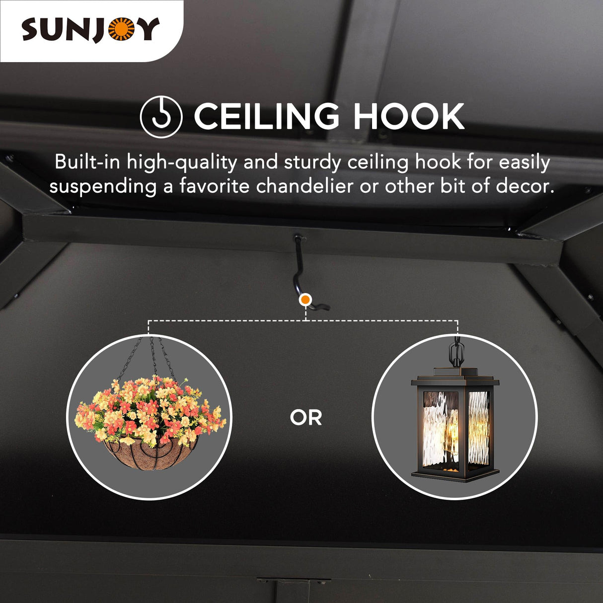 Sunjoy Hardtop Gazebo 11’ x 13’ Outdoor Cedar Framed Wood Gazebo with Black Double Steel Hardtop Roof Permanent Canopy for Garden, Backyard Shade… Sunjoy