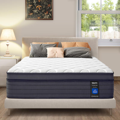 SIMARTH Queen Mattress - 14 Inch Hybrid Queen Size Mattress in a Box, Gel Memory Foam Queen Matress with Motion Isolation and Pressure Relief, Strong Edge Support and Pocket Springs, Medium Firm
