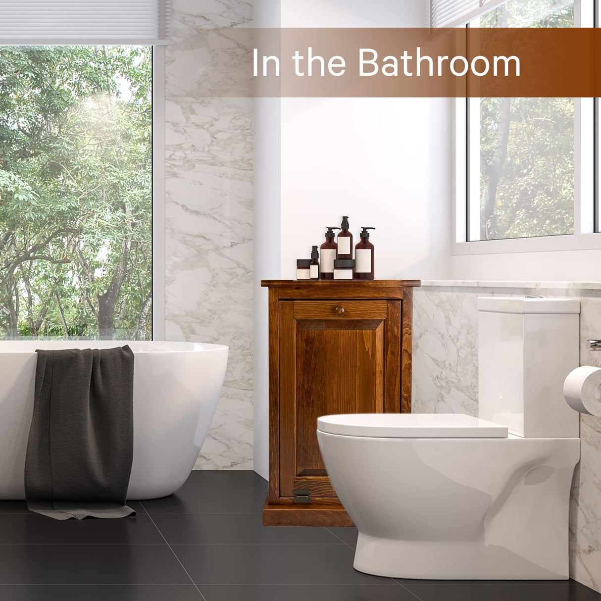 Peaceful Classics Tilt Out Trash Cabinet Without Drawer - Wooden Pull Out Cabinet, Decorative Trash Bin Cabinet for Kitchen, Bedroom, & Home Patio, Tilt Out Laundry Hamper Cabinet - Cherry Peaceful Classics