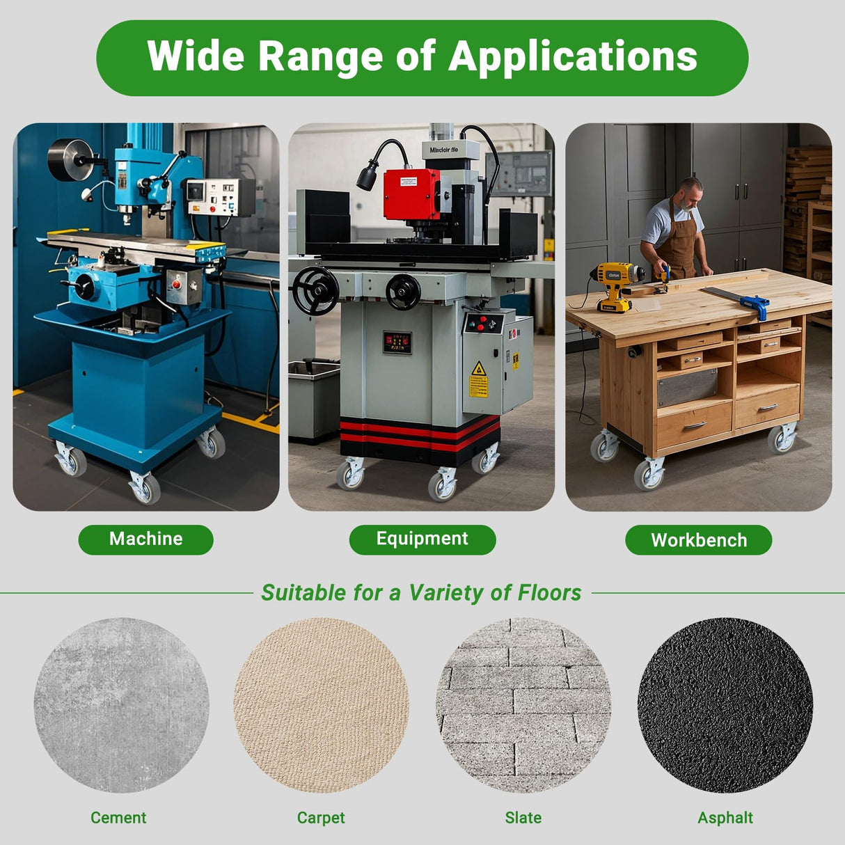 Nefish 6 Inch Heavy Duty Casters Wheels, Industrial Grade Thermoplastic Rubber Casters with Brake 4500 LBS, Ball Bearing Plate Swivel Castors Set of 4, Casters Wheels for Equipment, Industrial Nefish