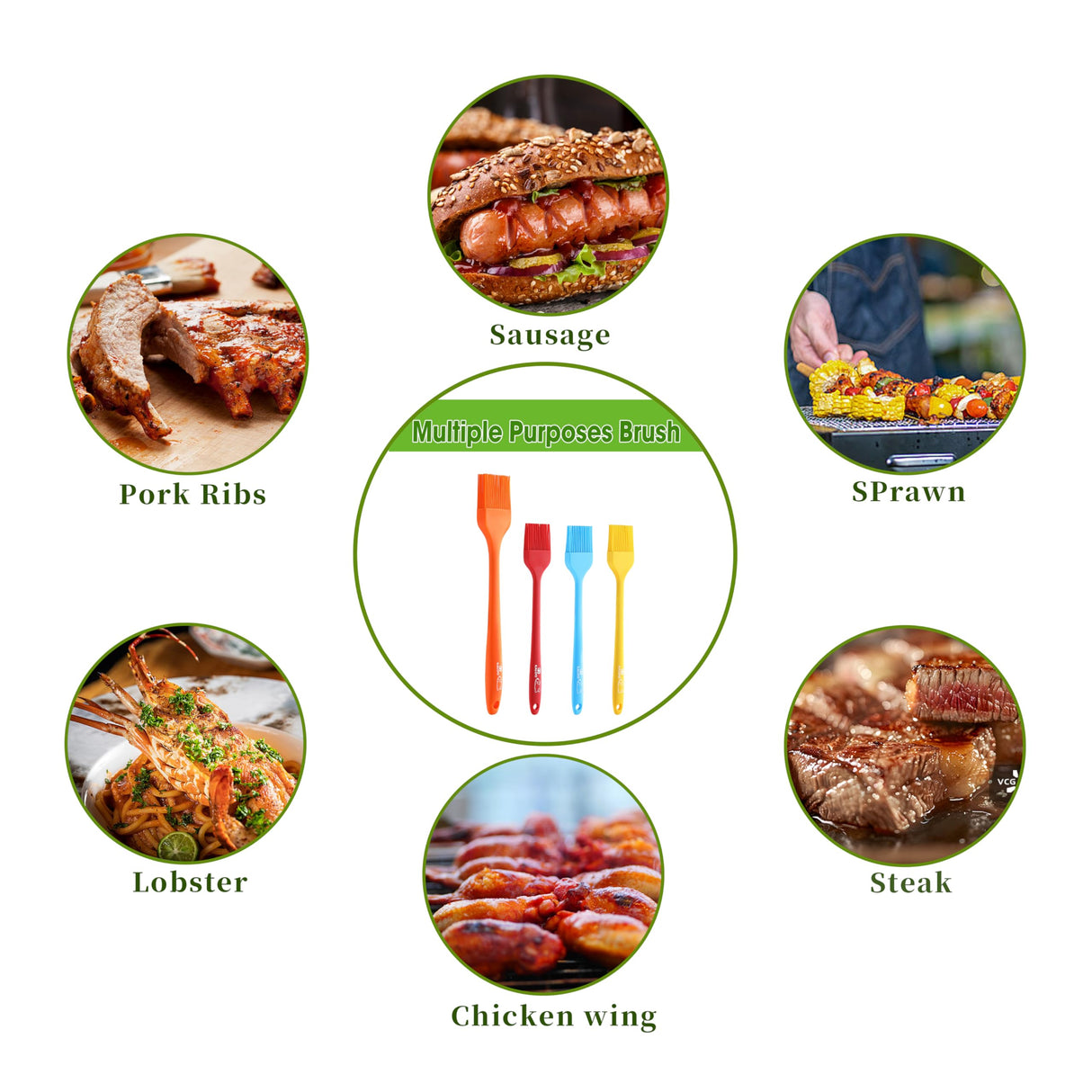 4PCS Silicone Basting Pastry Brush, Kaloo Kitchen Cooking Brush for Food Butter Oil BBQ Sauce Baking, Heat Resistant & Dishwasher Safe (Stylish Dog Pattern) KL KALOO