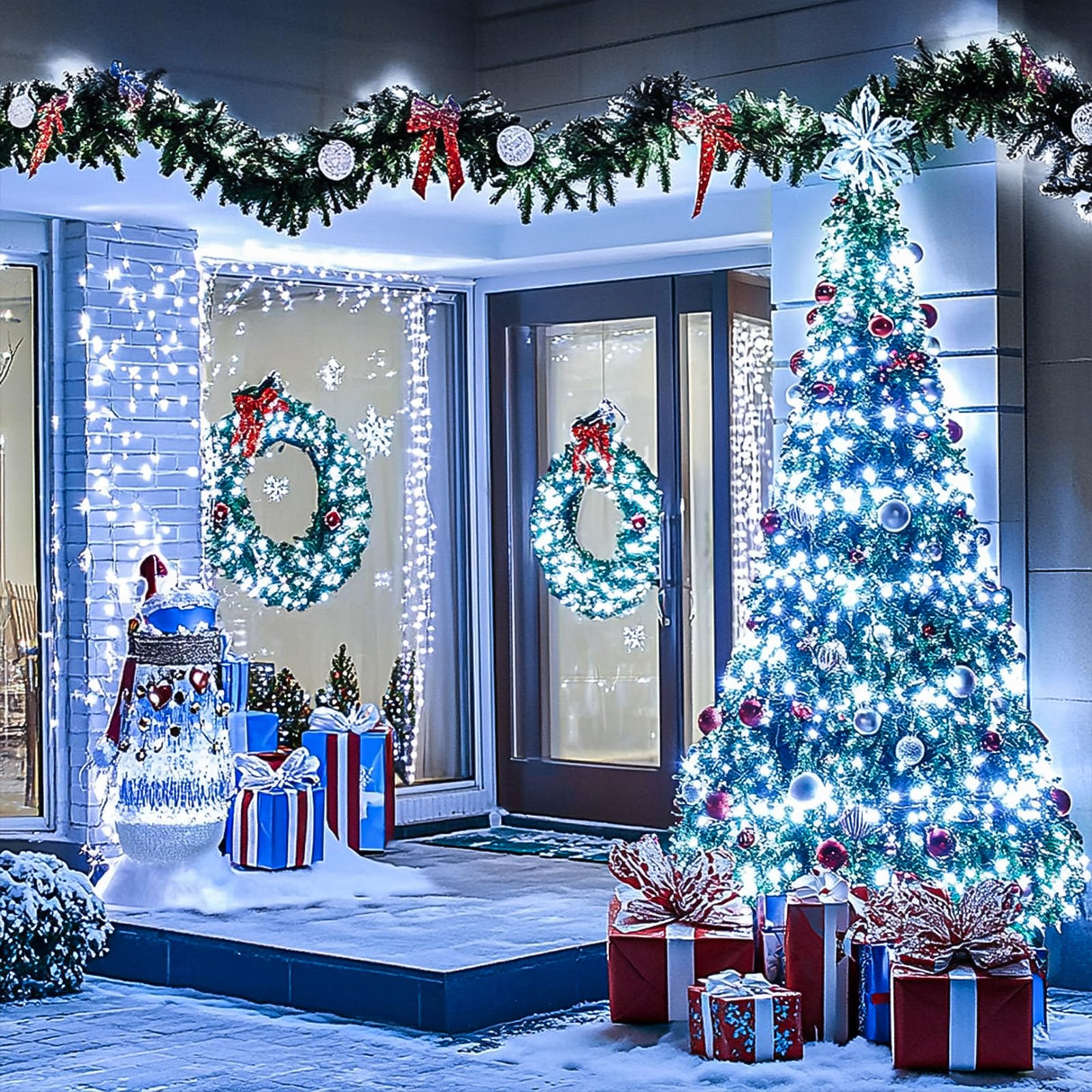 JMEXSUSS 168FT 600 LED White Christmas Lights Outdoor Waterproof with Remote Indoor Christmas String Lights Cool White Christmas Tree Lights Plug in for Room Wedding Holiday Christmas Decorations JMEXSUSS