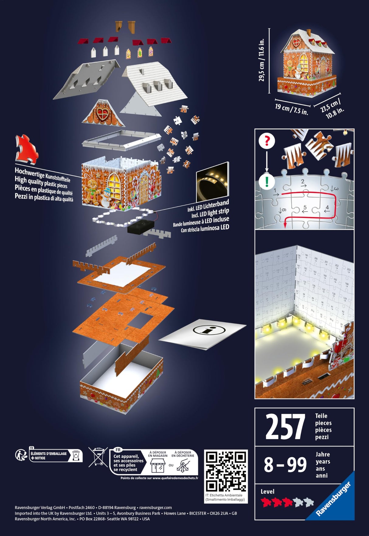 Ravensburger Gingerbread House Night Edition: 216 Piece 3D Jigsaw Puzzle for Kids 11568 - Easy Click Technology Means Pieces Fit Together Perfectly Ravensburger