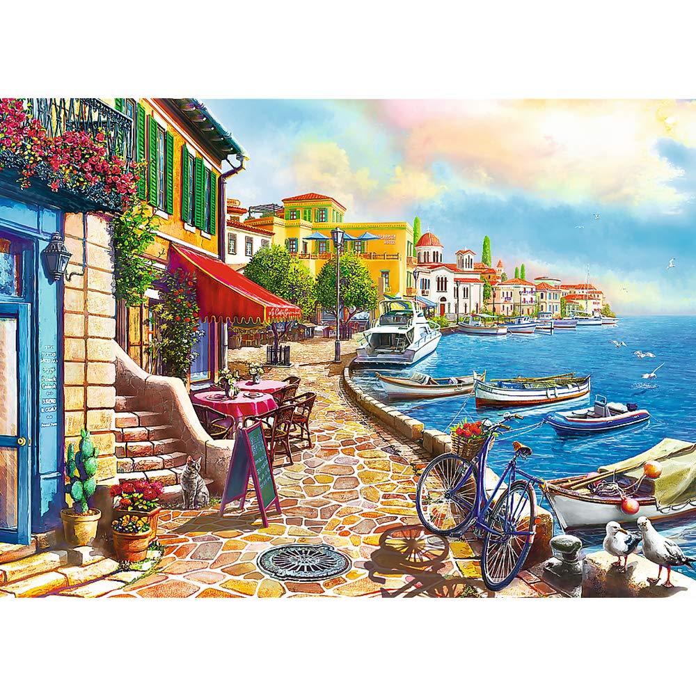 TREFL 1000 Piece Jigsaw Puzzle, Sunny Embankment, Coastal City, Ocean, Adult Puzzles, Trefl 10527 Trefl