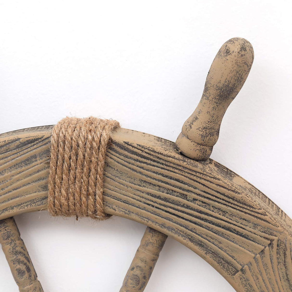 Asense Ornamental Wall Decoration Wooden Nautical Ship Steering Wheel, 24-inch, Brown Asense