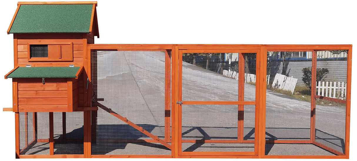 Omitree 122" Deluxe Large Wood Chicken Coop Backyard Hen House with 4 Nesting Box Outdoor Run Omitree