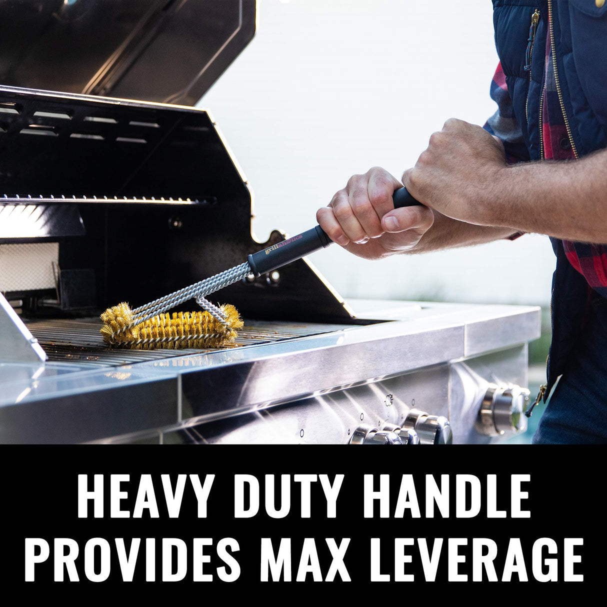 Grillaholics Essentials Brass Grill Brush - Softer Brass Bristle Wire Grill Brush for Safely Cleaning Porcelain and Ceramic Grates - Lifetime Manufacturer's Warranty Grillaholics