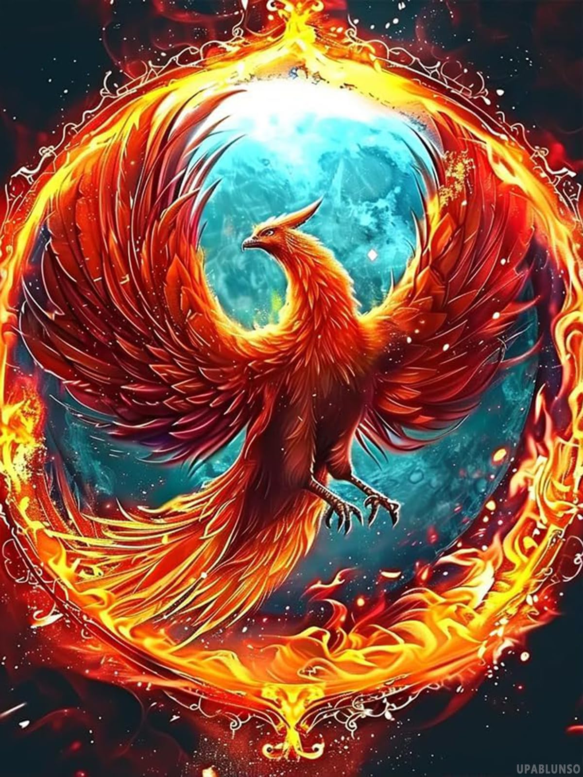 UPABLUNSO Fire Phoenix Diamond Art Painting Kits for Adult, Animals 5D Diamond Art for Adults, Round Drill Painting by Diamonds Art and Crafts for Home Wall Decor Gift 12x16in/30x40cm UPABLUNSO