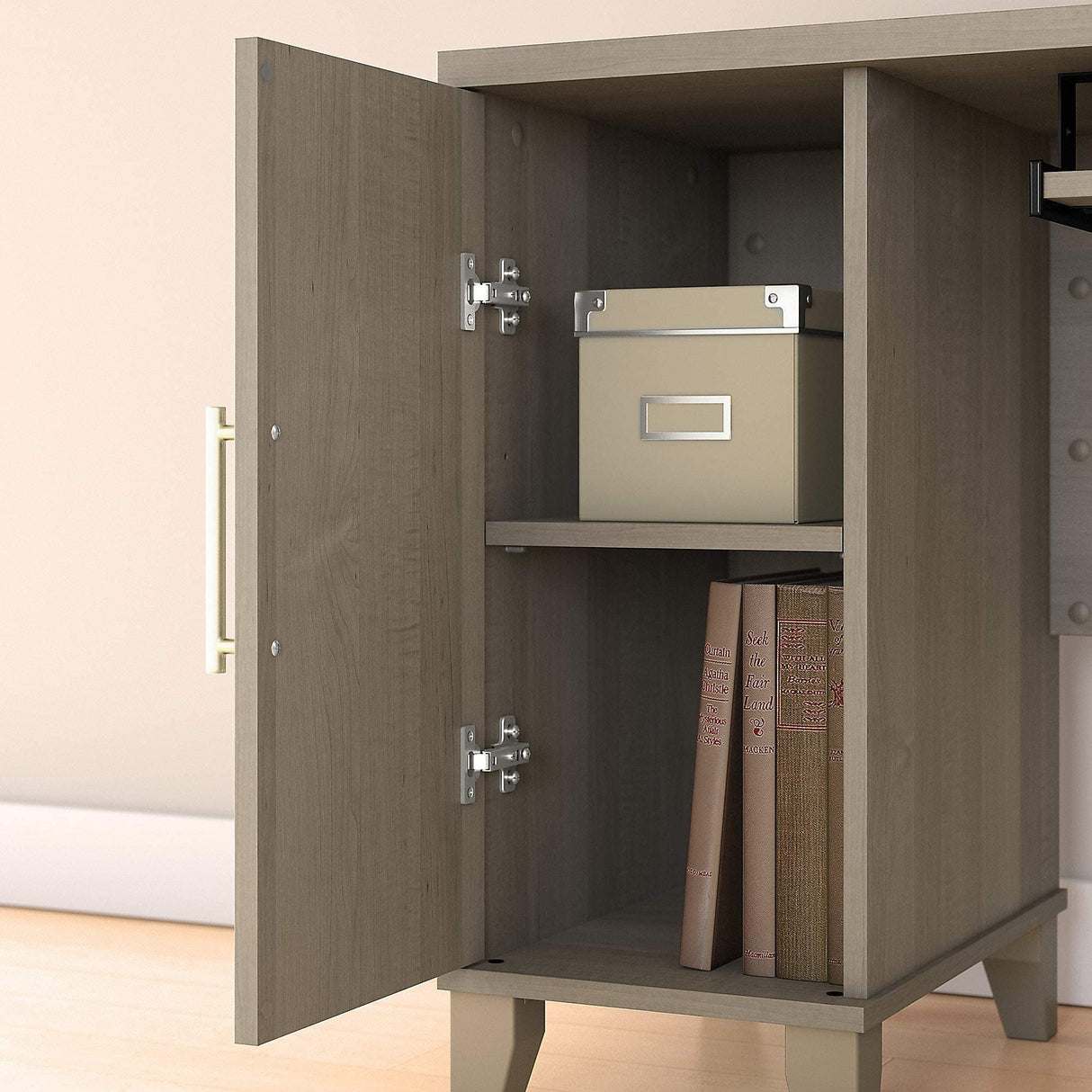 Bush Furniture Somerset 72W L Shaped Desk with Storage in Ash Gray Bush Business Furniture