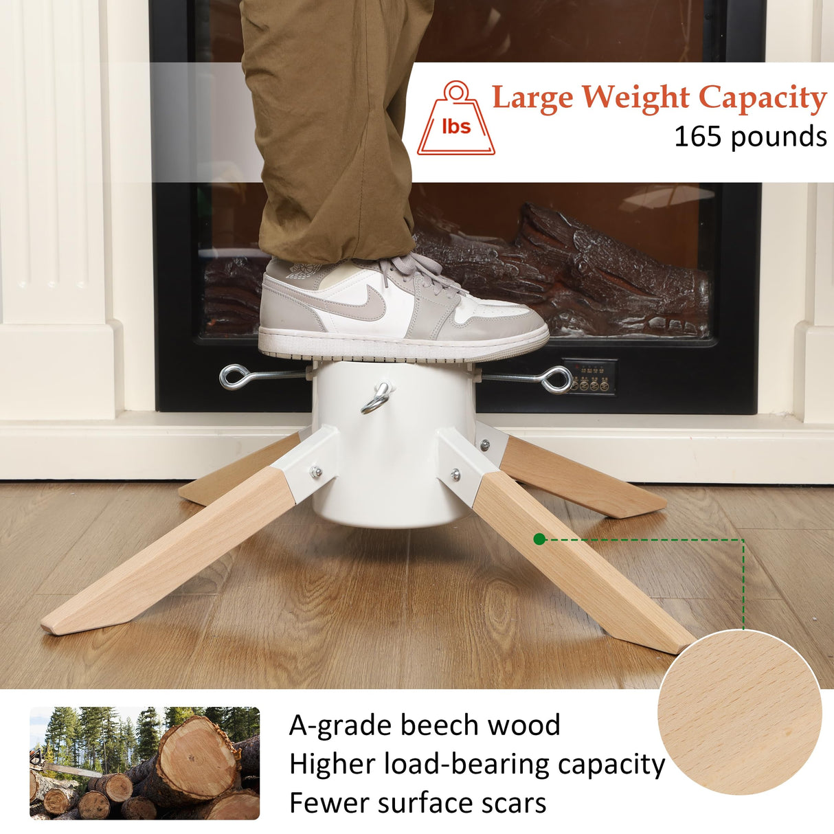 Blissun Christmas Tree Stand for Real Trees, Christmas Tree Holder for Live Tree, Xmas Tree Stand Base, Fits up to 8.5FT Real Trees, White Blissun