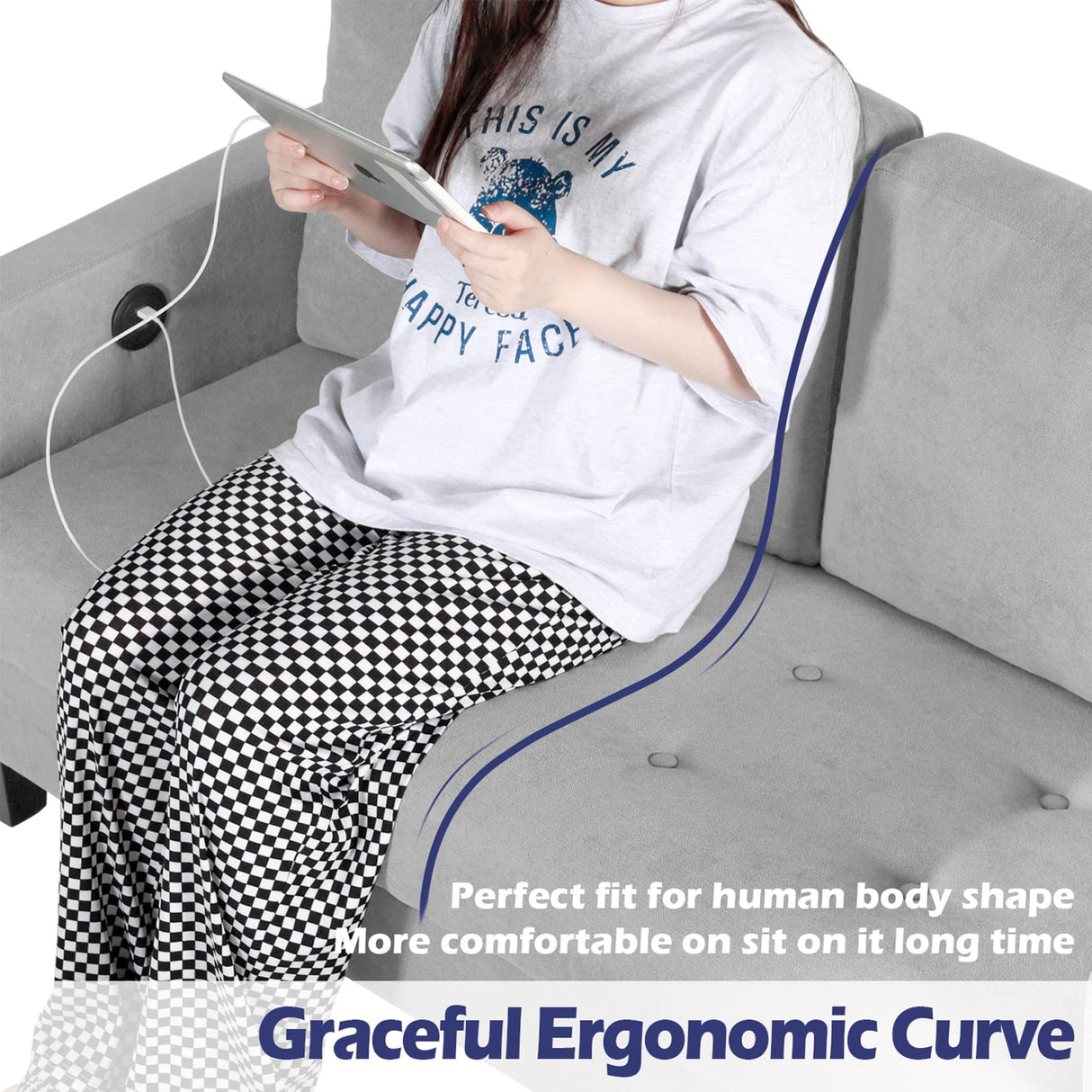 STHOUYN Comfy Loveseat Sofa Small Grey Couch Small Spaces, Small Love Seat Bedroom, Mid Century Modern Couches Living Room Dorm Office, 2 Seater Tufted Sofas, 57”W (Light Grey (Love seat)) STHOUYN