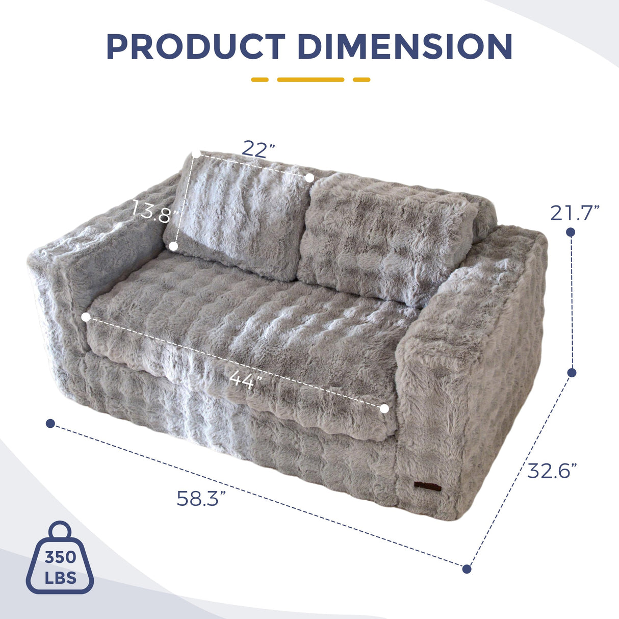 MAXYOYO Loveseat Sofa for Living Room, Small Sofa Couch Tufted Boneless Couch, Comfy Bean Bag Chair for Small Space Bedroom Apartment, No Assembly Needed, Grey MAXYOYO