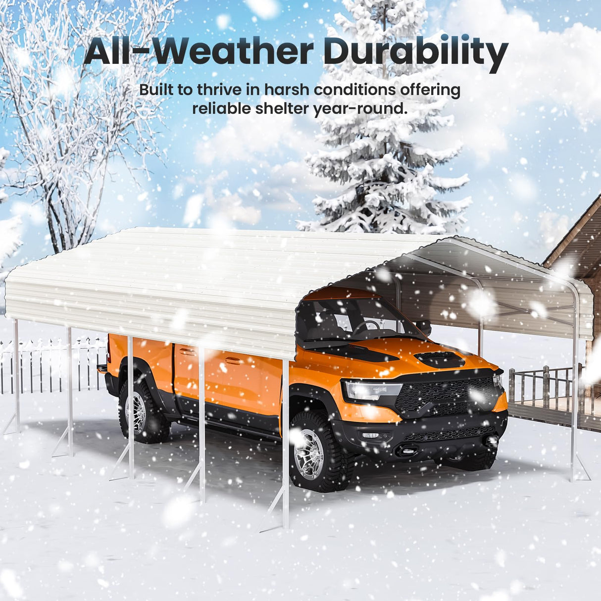 12x20 Carport, Heavy Duty Metal Car Port, All-Weather Protection, Easy Assembly for Cars, Trucks, Boats, Tractors, and Outdoor Storage fuzzy-bird