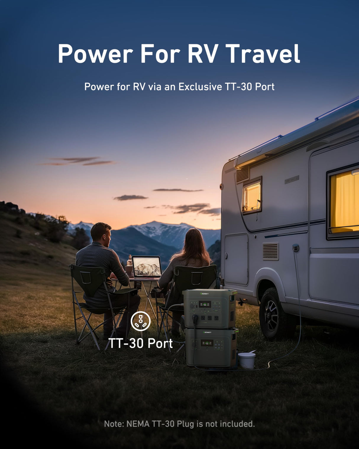 GROWATT Portable Power Station: Infinity 2000 Solar Generator 2048Wh LifePO4 Battery 2200W AC Output Expandable to 6144Wh,1.6H Fast Charging, for Home Use, Outdoor Camping, RV and Emergency Backup GROWATT