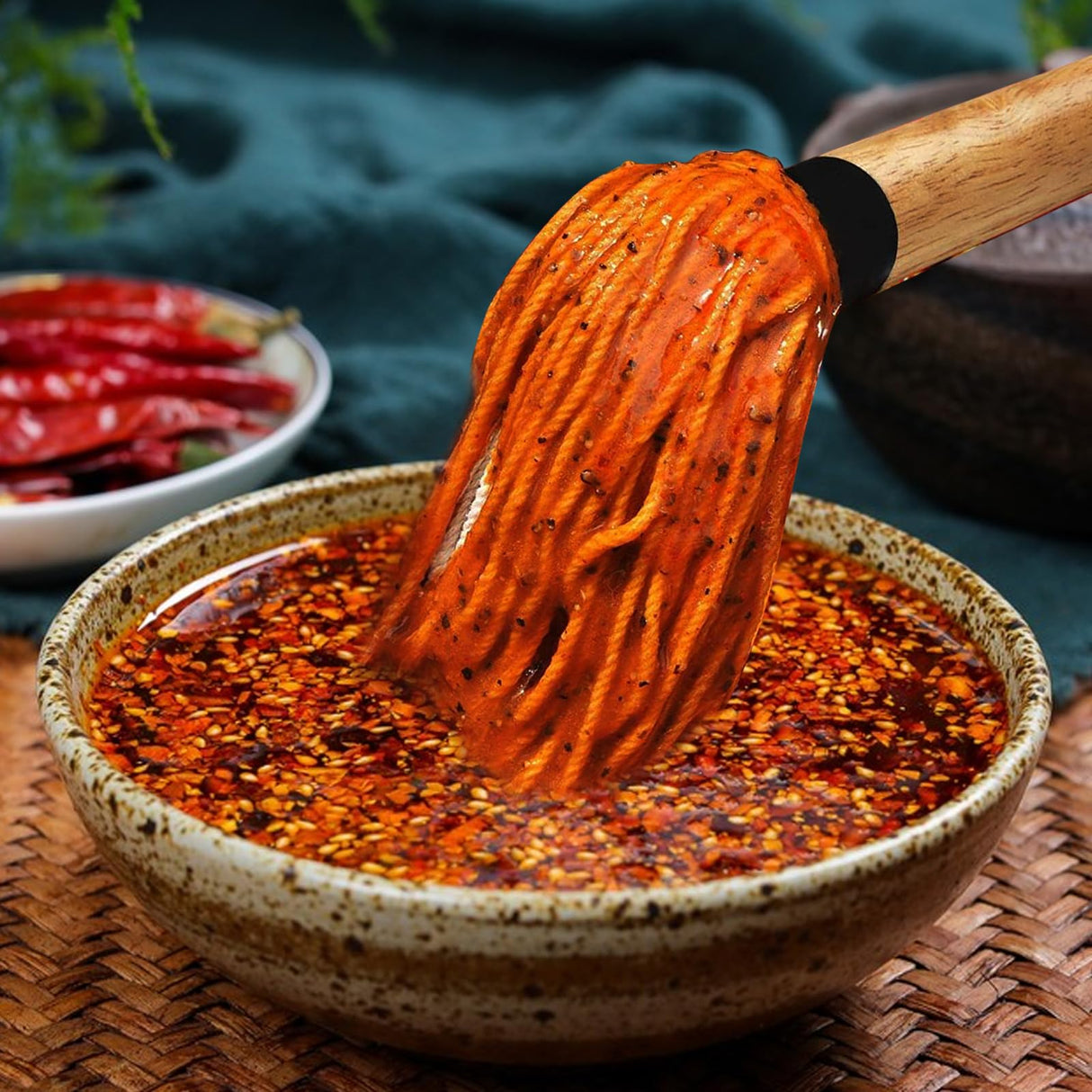 GEEKHOM Grill Basting Mop, Grilling Basting Mops Brushes with Long Wood Handle and Replacement Heads BBQ Sauce Brush for Barbecue Baking Smoking Roasting Steak Cooking, 18 inch GEEKHOM