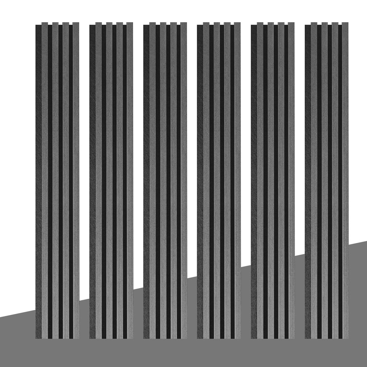 NeatiEase Wood Wall Panels, 9 Feet Acoustic Slat Wall Panels for Interior Wall Decor and Noise Reduction, Decorative Slat Wall Paneling, Dark Gray Oak, 6-Piece NeatiEase