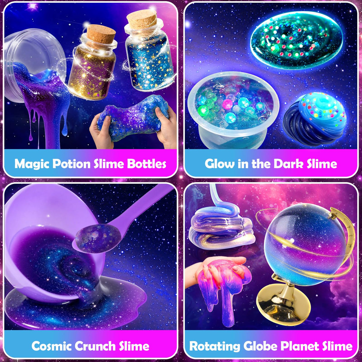 Trubic Galaxy Slime Kit for Girls, Globe and Magic Potion Bottles Kits, Clear Crystal/Butter/Glow-in-The Dark Slime Making Kit, DIY Craft Birthday Party Favors Toys for Kids Girls Boys 7 8 9 10 11 12 Trubic