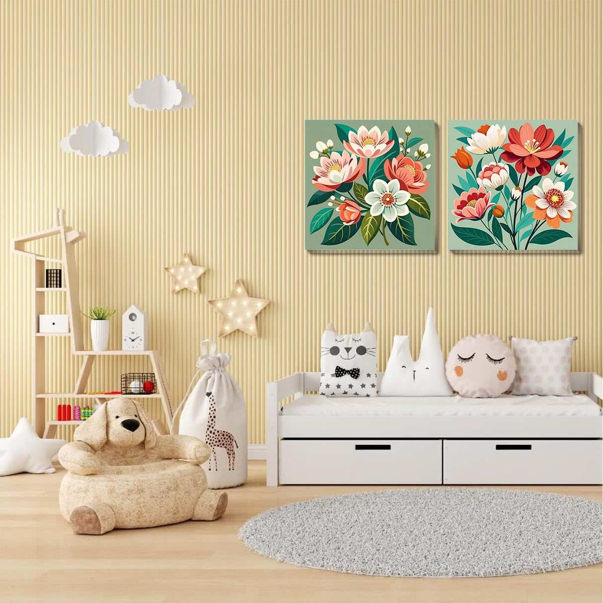 Sretoul Flowers Paint by Numbers Kit for Adults Framed 4 Pack- Flowers Paint by Numbers Kits on Canvas with Frame for Home Decor 8X8 Inch Sretoul