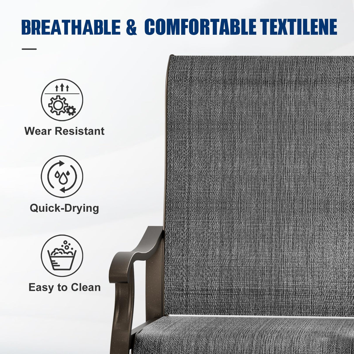 UDPATIO Patio Swivel Dining Chairs Set of 4, Outdoor Swivel Chairs High Back with All Weather Textilene Metal Rocking Frame for Lawn Garden Backyard, Dark Gray UDPATIO