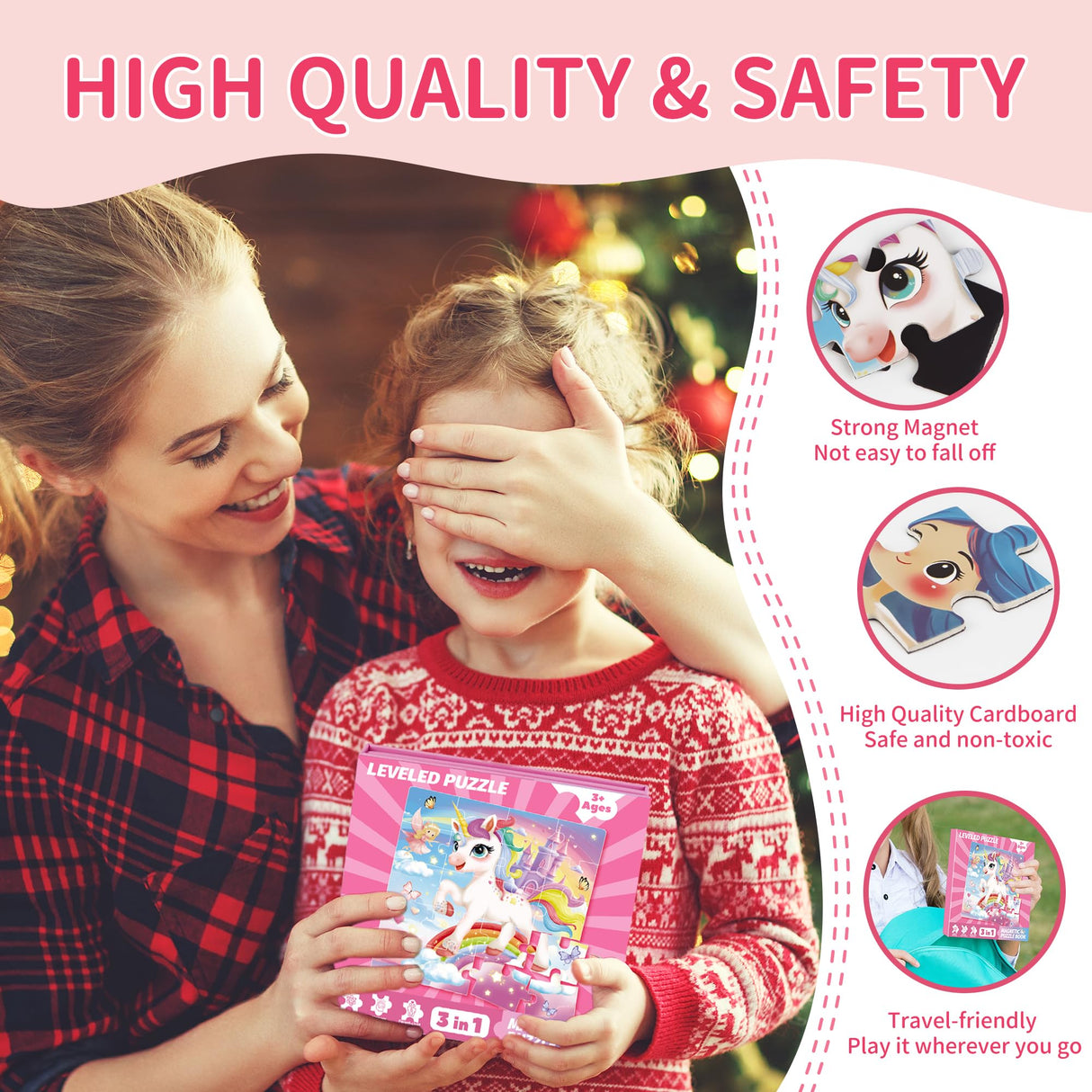 Magnetic Puzzles for Toddlers Ages 3-5, Unicorn Mermaid Princess Magnetic Puzzles for Kids Ages 4-6, Travel Jigsaw Puzzles Toys for Car Airplane Road Trip Activities Game, Girls Birthday Gifts Sticeard