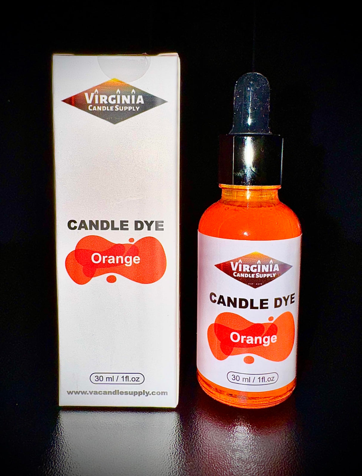 Orange Liquid Candle Dye Concentrated (1 oz Bottle with Dropper) Soy Candle, Paraffin Wax, Gel Wax, Natural Wax Blends, for Candles, Wax Melts, Snap Bars Virginia Candle Supply