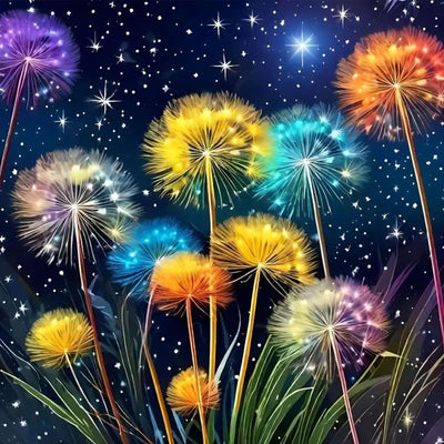 CXYQLC DIY 5D Diamond Painting Kits for Adults Diamond Art Dandelion Under Starry Sky Diamond Painting Full Drill Crystal Rhinestone Embroidery Craft Kits for Home Wall Decor Gifts 11.8x11.8inch