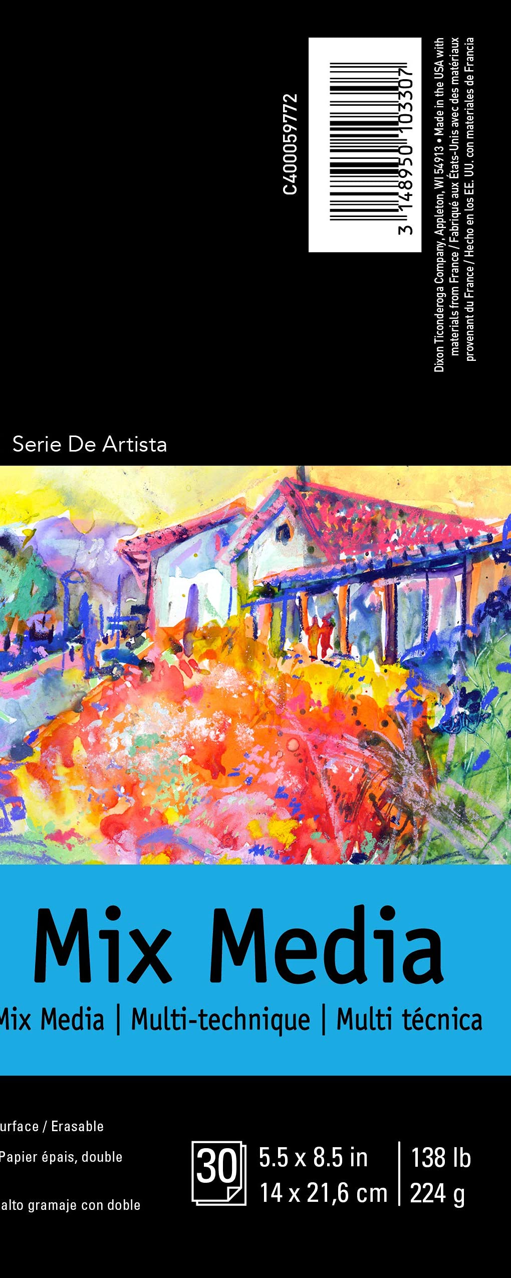 Canson Artist Series Mixed Media Paper, Wirebound Pad, 5.5x8.5 inches, 30 Sheets (138lb/224g) - Artist Paper for Adults and Students - Watercolor, Gouache, Graphite, Ink, Pencil, Marker Canson