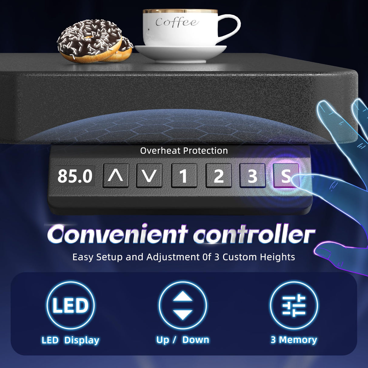 EnHomee Electric Gaming Standing Desk with LED Lights,48 x 24 Inch Height Adjustable Computer Desk with 3 Memory Preset,Gaming Sit Stand Desk with Storage Side Pocket and Cable Management,Black EnHomee