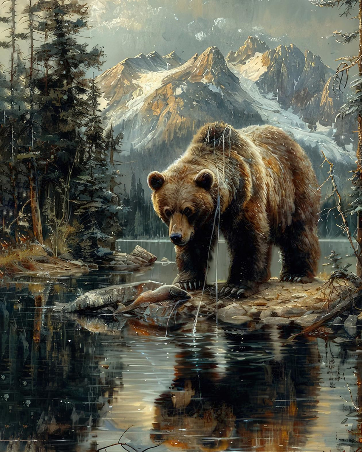 TUMOVO DIY Painting by Numbers for Adults, Bear Paint by Numbers, 16x20 Inch Adults Paint by Number Kits for on Canvas, Frameless Color by Number Art Craft Kits TUMOVO