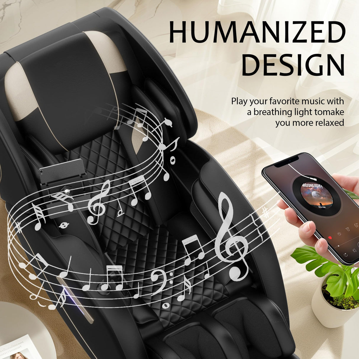 Massage Chair Full Body, Zero Gravity Massage Chair with Auto Modes, Airbag Massage, Foot Massage, 6 Fix Point Rollers, Heating, Touch Screen Controller, Black Home Relaxation Recliner with Massage Msutree