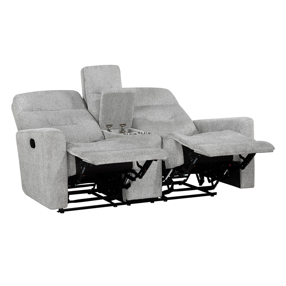 Lexicon Recliner Sofa for Living Room, Double Recliner RV Couch, Manual Wall Hugger Recliner Home Theater Seating Chenille Reclining Sofa, 58''W Loveseat with Center Console, Grey Lexicon