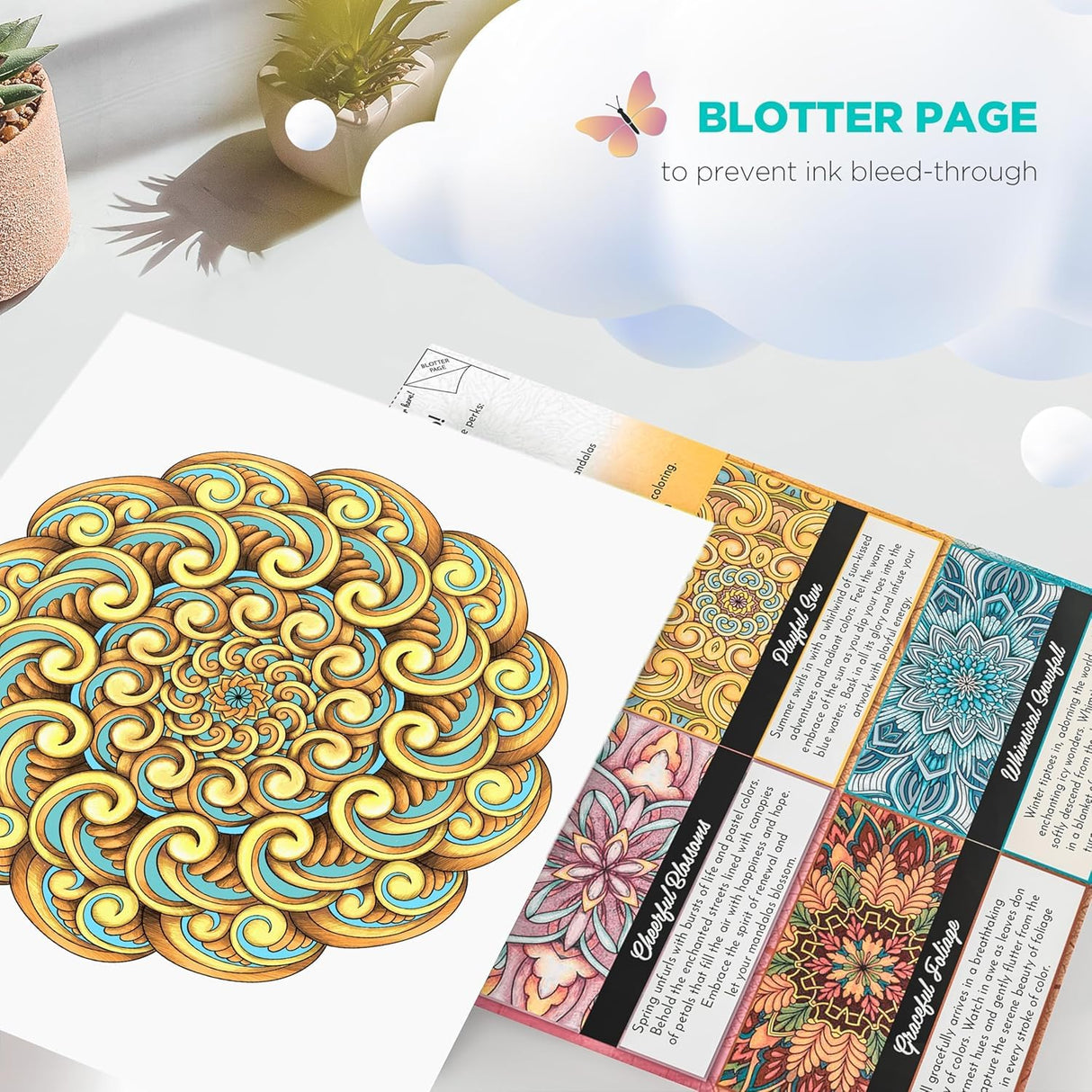 ColorIt Mandalas Volume IX Spiral Bound Adult Coloring Book with 50 Mandala Patterns for Relaxation and Stress Relief - Includes Perforated Pages, Thick Paper, Hardback Covers, and Blotter Page ColorIt