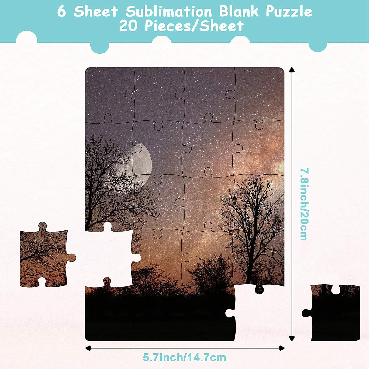 6 Sets Sublimation Blanks Puzzles White Jigsaw Puzzle Blank Puzzles DIY Blank Puzzle for Sublimation Transfer Thermal Transfer Heat Press Printing Crafts (A5-20 Style) Skylety