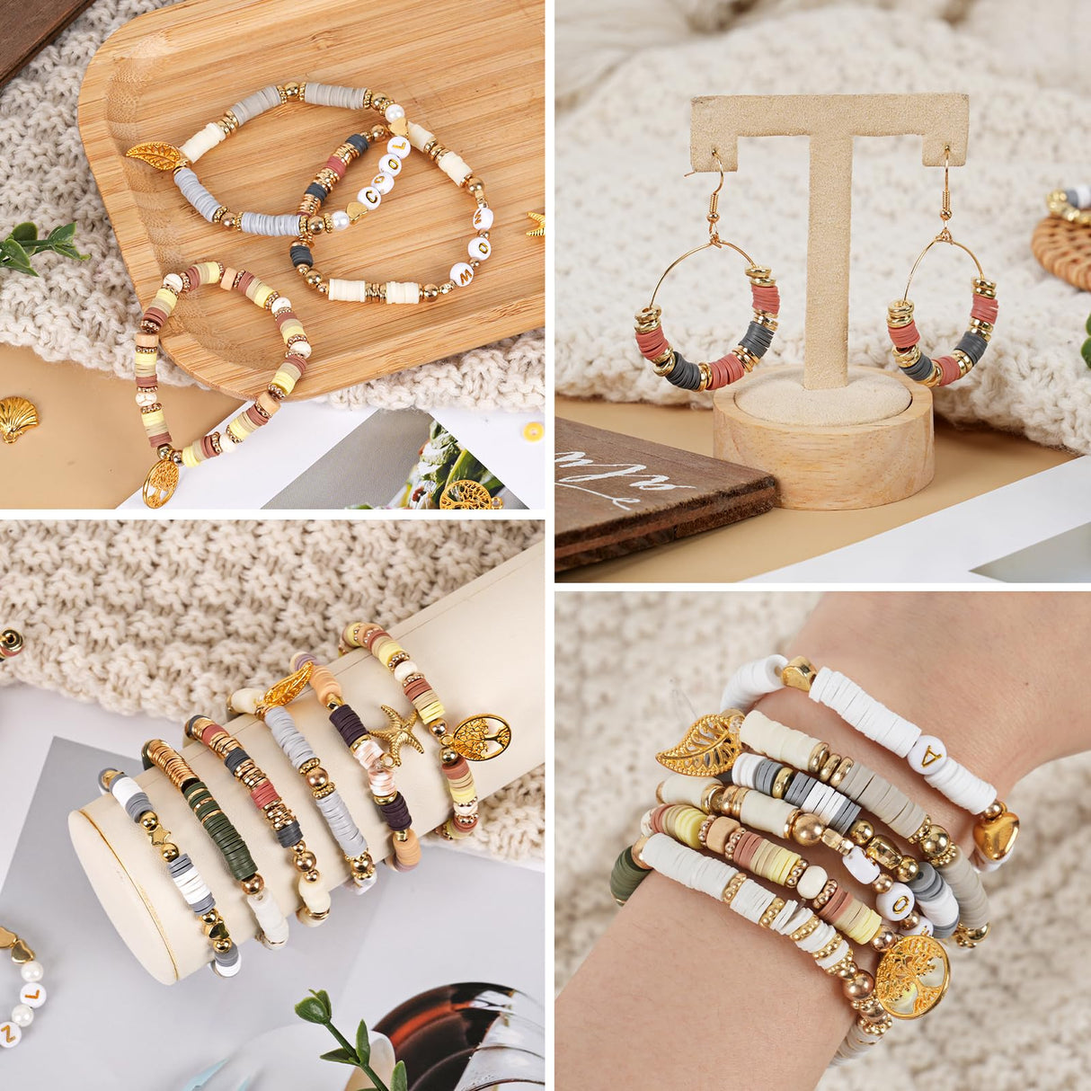 QUEFE 8200pcs Clay Beads Bracelet Making Kit, 30 Colors Flat Preppy for Friendship Bracelets, Polymer Heishi Beads with Charms for Jewelry Making, Holiday Crafts Gift for Teen Girls Adults QUEFE