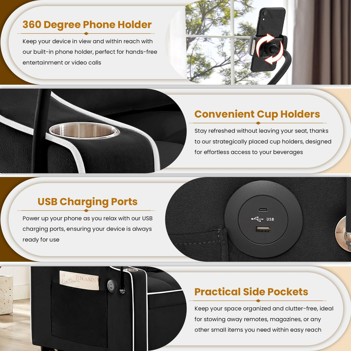 KINFFICT Sleeper Sofa Couch Bed with Phone Holder, Modern 3-in-1 Convertible Velvet Pull Out Loveseat Futon Sofa with USB & Type C Port & Cup Holder for Living Room Bedroom Office KINFFICT