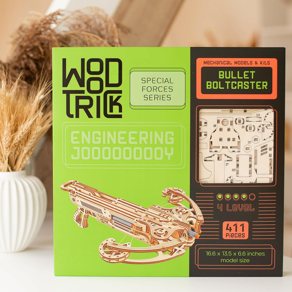 Wood Trick Bullet Boltcaster Crossbow 3D Wooden Puzzles for Adults and Kids to Build - Shoots up to 32 ft - Wooden Models Engineering DIY Project Mechanical 3D Puzzles Model Kits for Adults Wood Trick