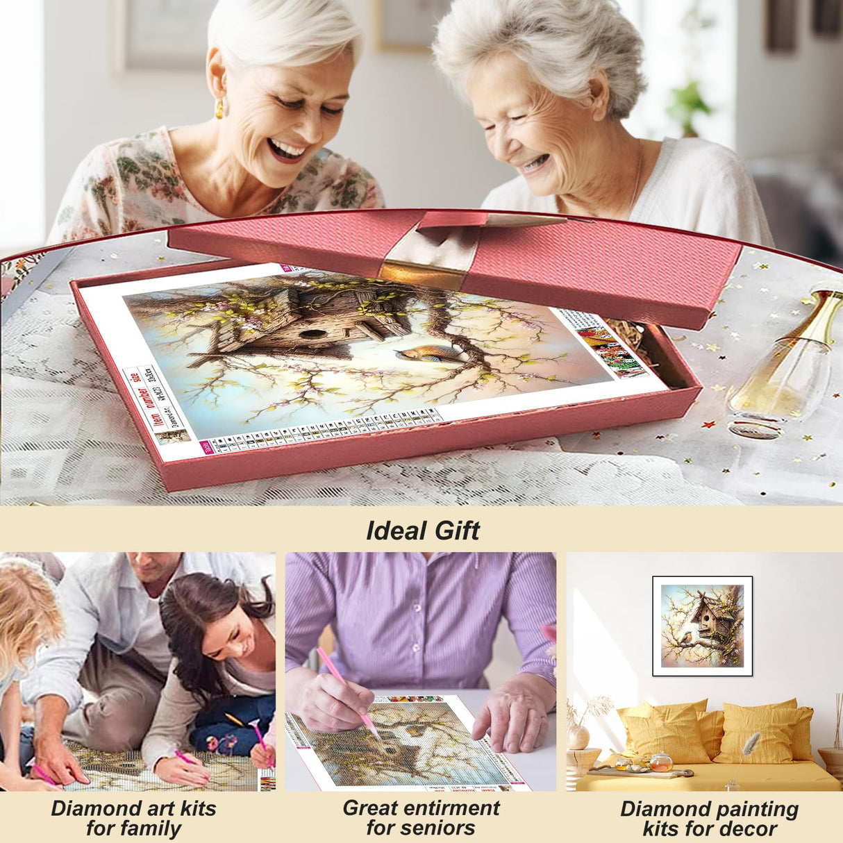 AMORARS Bird Diamond Painting Kit for Adults, 5D Landscape Diamond Art Beginners - DIY Full Diamond Dot Gem Art Paintings, Suitable Gifts, and Home Decoration Crafts,12x12Inch AMORARS