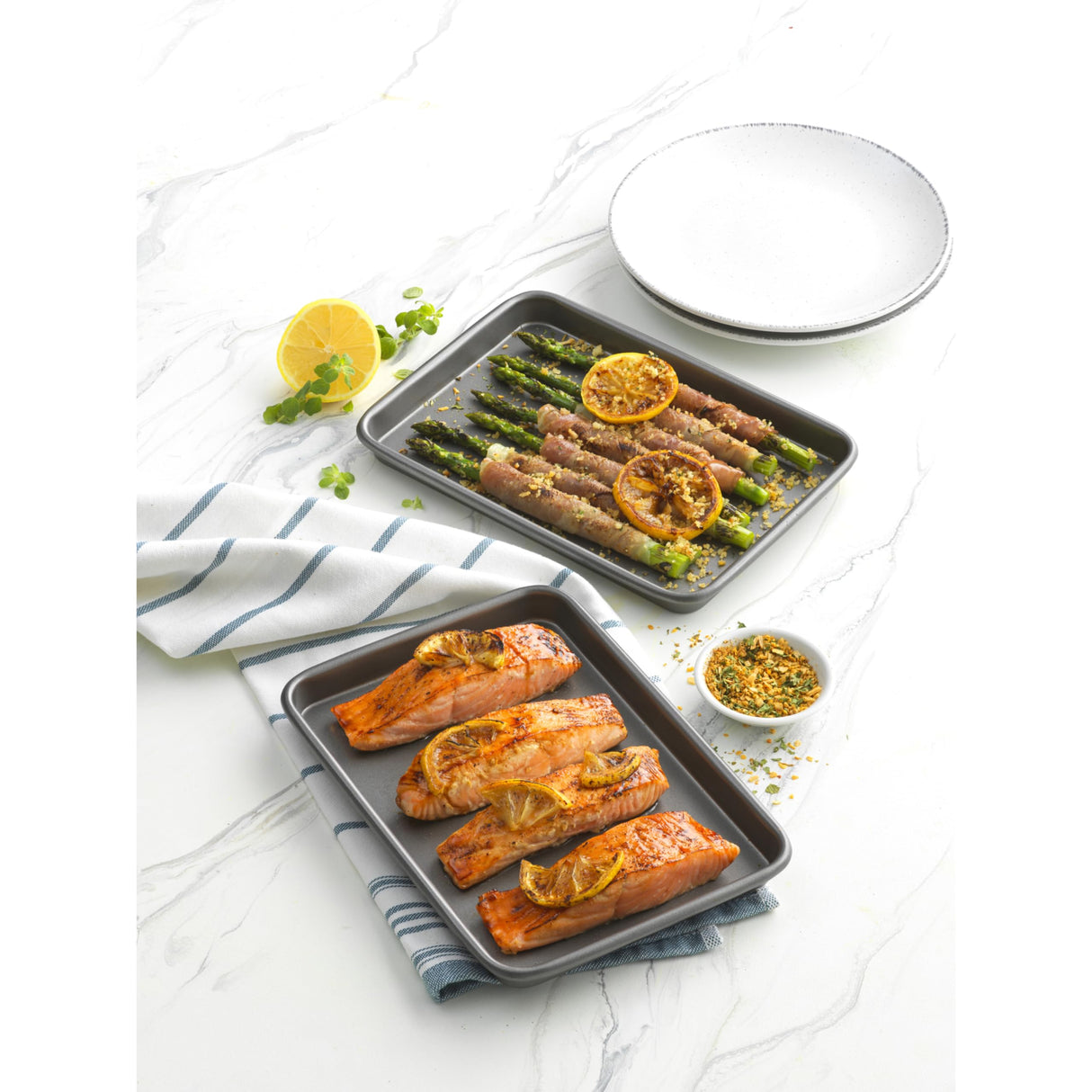GoodCook Everyday Set of 2 Nonstick Steel 9" x 6.2" Toaster Oven Mini Baking Sheets, Gray GoodCook