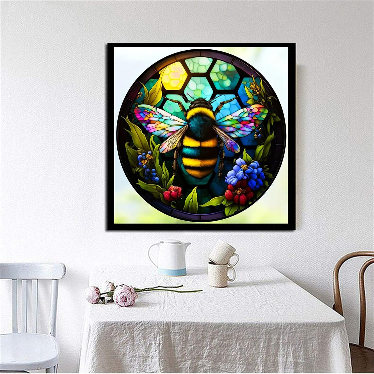 CXYQLC DIY 5D Diamond Painting Kits for Adults Diamond Art Bee Stained Glass Diamond Painting Full Drill Crystal Rhinestone Embroidery Craft Kits for Home Wall Decor Gifts 11.8x11.8inch CXYQLC