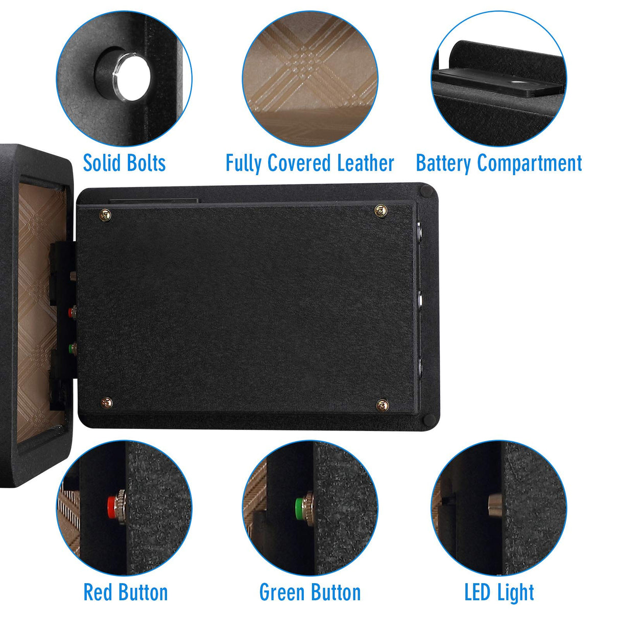 Tenamic Biometric Fingerprint Safe Box 0.85 Cubic Feet Fireproof Waterproof Safe Box with Induction Light and Leather, Solid Alloy Steel Office Hotel Home Cabinet Safe, Black Tenamic