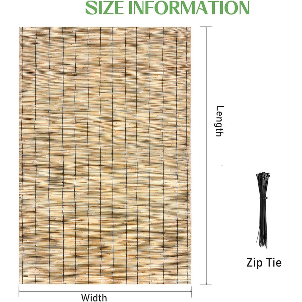 ZMNXAS Natural Reed Fencing Rolls,Privacy Fence Screen,Balcony Reed Fence Bamboo Screen Fencing for Outdoor Backyard Patio,Balcony Fencing Covering(61x244cm(2x8ft)) ZMNXAS