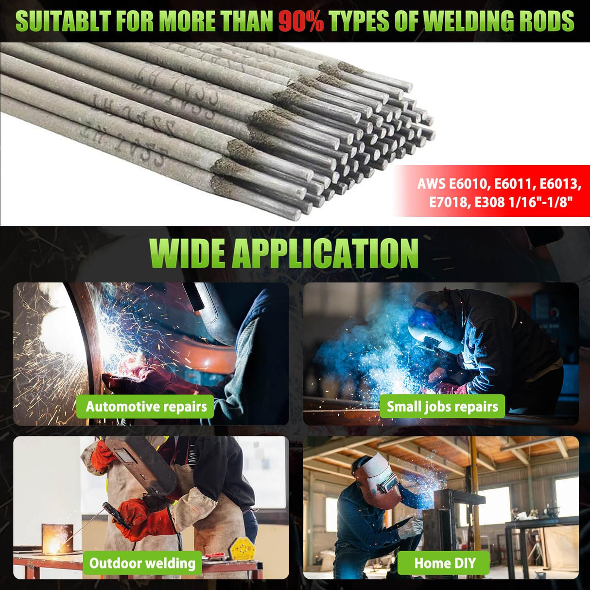 Hpoouo 200Amp 20PCS Rods Stick Welder, Super MINI Portable Welding Machine, IGBT Inverter Welder Machine 110V with Hot Start Arc Force Anti-Stick, for 1/16"-1/8" Rod ARC Welder, 2 Chip Hammers (Black) Hpoouo